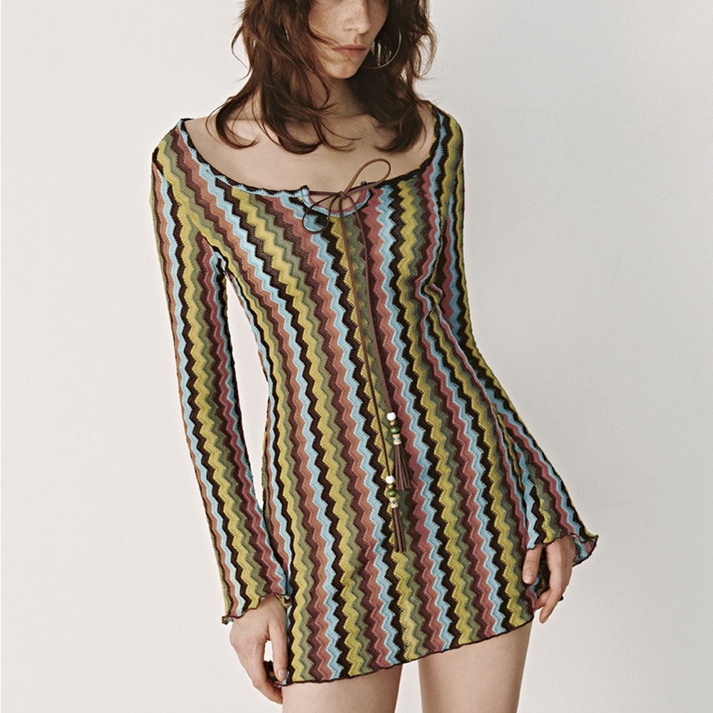 Multicolor CHEVRON SKINNY A-LINE DRESSES